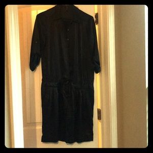 BCBG Max Azria Sz 4 Black satin romper.